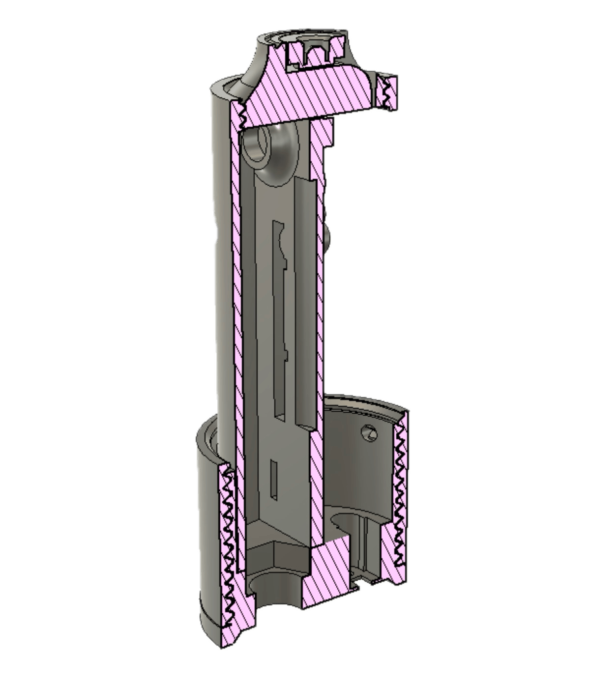 The interior of the spray can was planned with CAD and optimized for additive manufacturing processes.